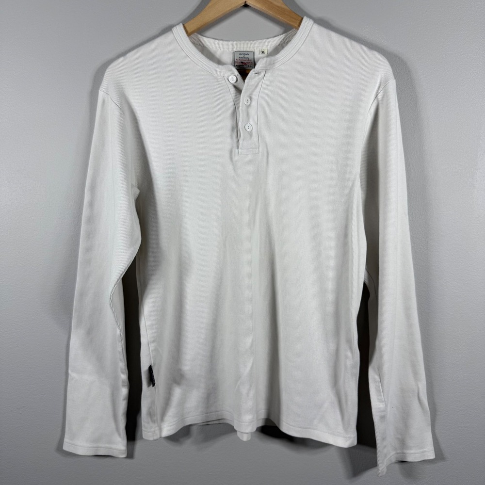 Avirex Vintage Embroidered Logo Henley Thermal Shirt White XL